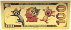 Tom   Jerry Cartoon Cat Mouse  100 Dollars 24k Gold Foil Plated Note Bill Xx146