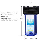 Geekpure 10 Inch Whole House Water Filter Housing 1 npt Fit 4 5  X 10  Filters