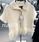 Zara New Woman Checkered Knit Jacket With Fringe Top Ecru S-xl 4331 023 712