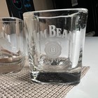 Jim Beam 200th Anniversary Whiskey Glasses Set Of 4 Square Rocks Tumblers