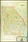 Vintage Georgia Map Wall Art Old Original Large Savannah Atlanta Antique