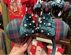 Disney Parks 2025 Christmas Mickey And Minnie Mouse Plaid Beads Ear Headband New
