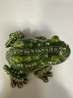 Green Frog Hinged Metal Enameled Crystal Whimsical Trinket Box Magnetic
