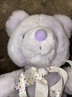 Vintage Applause Purple Lilac 13  Teddy Bear Plush Satin Heart Ribbon Bow Fluffy