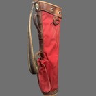 Vintage Golf Bag Pga Genuine Leather Sunday Pencil Red Canvas Light Carry Rare
