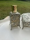 Vintage Vanity Set Perfume Powder Hollywood Regency Ormolu Filigree Lot B6