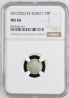 Egypt - Ottoman  Silver 10 Para Abdul Mejid 1255 12  31  Ngc Ms 66 Top Pop  rare