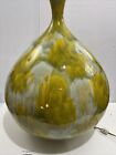 Mid Century Large Ceramic Pottery Yellow  Green Drip Glaze Lamp Working 
