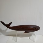 Vintage Wooden Whale Hand Carved Art Decor Brown Heavy Solid Moby Dick 15 Inches
