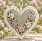 Diy Ivory Meadow Heart Sequin Felt Ornament Kit Craft Pattern