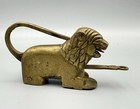 Vintage Chinese Brass Lock Key Trunk Cabinet Suitcase Door Dog Lion Padlock