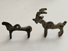 Two Ancient Persia Luristan Bronze Ibex Or Goat Pendants 1800 - 600 Bce