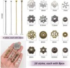 256pcs Head Pins For Jewelry Making Brass Ball Pins With Spacer Beads 50mm 4 Col