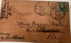Rare Antique 1907 Genuine Leather Postcard With Ben Franklin One Cent Stamp 