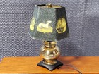 Vintage Artisan Made Brass Table Lamp With Plug For Miniature Dollhouse 