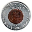 1949-d Encased Lincoln Wheat Penny Bendix Automatic Washer - Good Luck Token