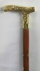 Antique Style Victorian Brass Head Handle Wooden Walking Stick Cane Vintage Gift