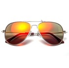 Red Mirror Colored Lens Aviator Style Metal Silver Frame Sunglasses Uvb