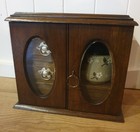 Antique Smokers Jewellery Cabinet Box   Tobacco Jar 3 Drawers Oval Glass Doors