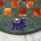 Marble Chess Pietra Dura Inlay With Motif     Handcrafted Natural Stone Accent