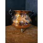 Vintage Rio Tiel Holland Copper Cauldron Pot Wrought Iron Handle Footed Planter
