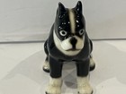 Vintage 4    Black   White Sitting Boxer Dog Figurine Made In Japan   Bulldog Head