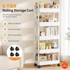 5 Tier Rolling Storage Cart Multi Purpose Organizer With 360   Swivel Wheels