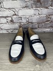 Andr   Assous Navy Blue White Leather Penny Loafers Shoes Women Sz 6 5b Us 37eu