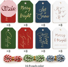 Christmas Gift Tags - 64 Holiday Present Tags With Colored String For Personaliz