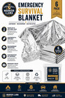 6 Pack Emergency Survival Blankets 52x82 Thermal Mylar Space Blanket Camping Kit