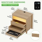 Led Night Stand With Charging Station  End Table W  Hidden Drawer   Open Shelf