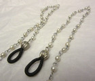 Vtg Beaded Eyeglass Cord Chain Holder Necklace Silvertone Pearls