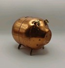 Vintage Coppercraft Guild Copper Piggy Bank - Mcm Brass Legs Figural Coin Bank