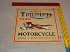 Vintage Triumph T110 Motorcycle Dealer Tiger 10  Porcelain Metal Gasoline     Sign