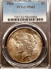 1926 Peace Silver Dollar Pcgs Ms62 - 25432