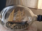 Vtg  Ship In A Bottle  Maritime Folk Art Dimple Bottle Great Condition Mcm 