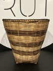 24   vtg  Hand Woven Tribal Carrying Basket  See Pics For Flaws   11x10 5
