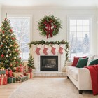 Ekird 24  Christmas Wreath Red Ornaments Berries Holly Pinecones Velvet Bow
