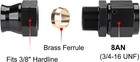 8an Female Flare To 3 8  Hardline Compression Fitting 8an To 3 8  Black - 2pcs