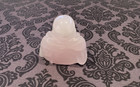 Pink Crystal Stone Carved Laughing Buddha Figurine Statue