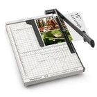 15 Inch Guillotine Paper Cutter Metal Base 15 Sheet Capacity Beige Safety Lock T