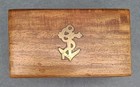 Small Wooden Trinket Box With Brass Nautical Theme Inlay With Hinged Lid