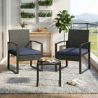 3piece Outdoor Bistro Set Wicker Patio Cushion Chairs Coffee Table Furniture Set