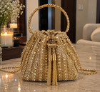 Gold Crystal Potli Bag  Embellished Indian Wedding Purse  Bridal Drawstring Bag