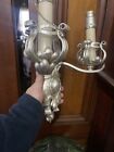 Antique Art Nouveau arts And Crafts Pair Of  Sconces Two Arm Wall Lights Silver