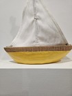 White-washed Handcarved Rustic Wooden Sailboat - Nautical -  15x13x4
