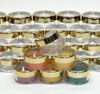 50 Pack Empty Cosmetic Jars 10g Plastic Containers Gold Trim Lids Travel 3012