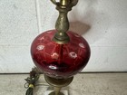 Antique Vintage Bohemian Glass Cranberry Red Glass Lamp Marble Base 29 5   