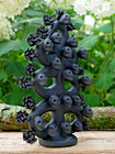 Day Of The Dead Skull Tree Clay Painted Black Handmade Michoacan Mexico Folk Art