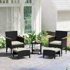 Patio Rattan Furniture Set 5 Piece Outdoor Wicker Bistro Furniture For Garden